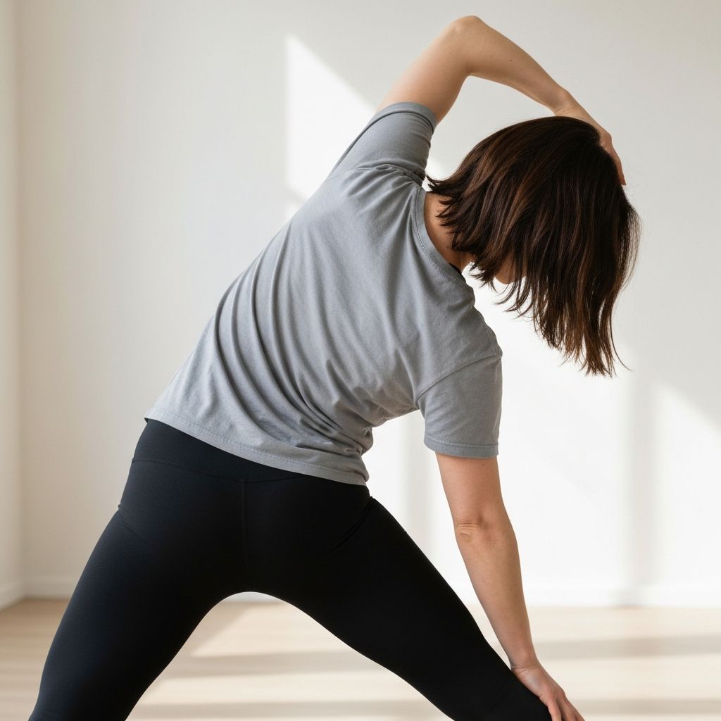 Person practicing gentle yoga movement