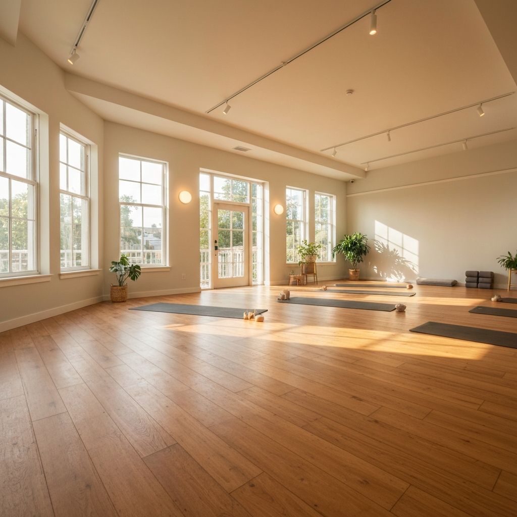 Peaceful yoga practice space