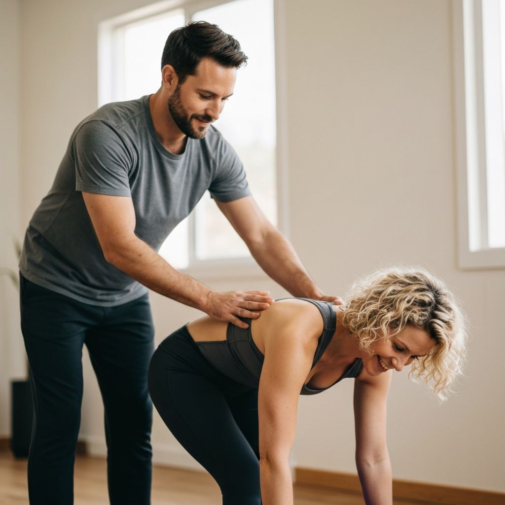 Instructor guiding yoga practice
